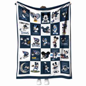 tennessee titans mickey minnie navy white blanket best selling
