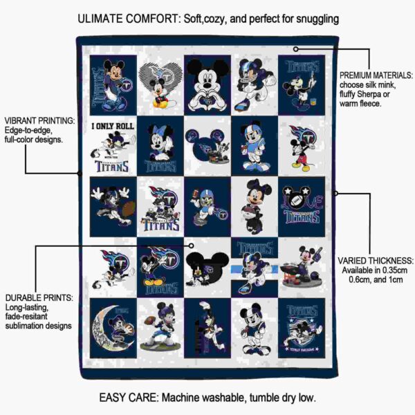 tennessee titans mickey minnie navy white blanket new arrival