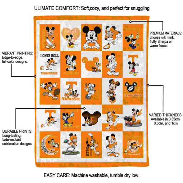 tennessee volunteers mickey minnie orange white blanket new arrival