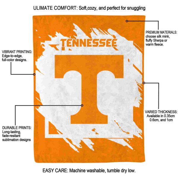 tennessee volunteers splatter effect orange blanket new arrival
