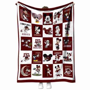 texas am aggies mickey minnie maroon white blanket best selling