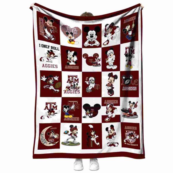 texas am aggies mickey minnie maroon white blanket best selling