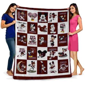 texas am aggies mickey minnie maroon white blanket fashion forward