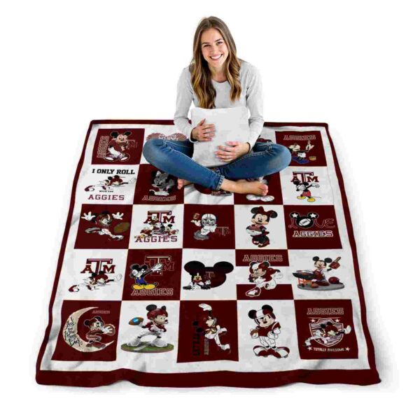 texas am aggies mickey minnie maroon white blanket high quality