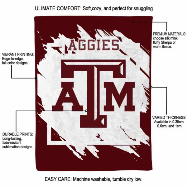 texas am aggies splatter effect maroon blanket new arrival
