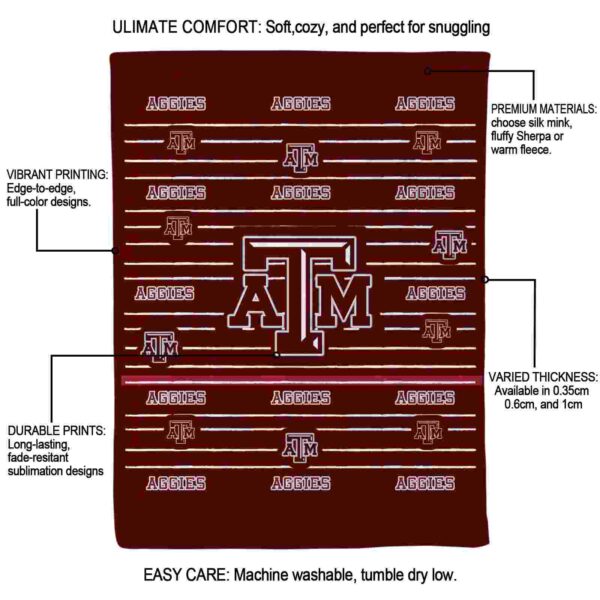 texas am aggies striped pattern maroon blanket new arrival