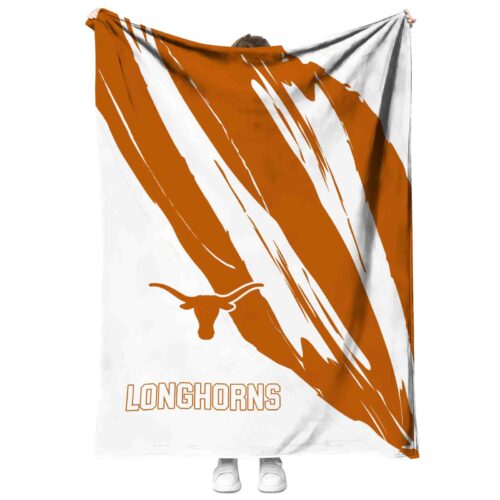 texas longhorns brushstrokes orange white blanket best selling