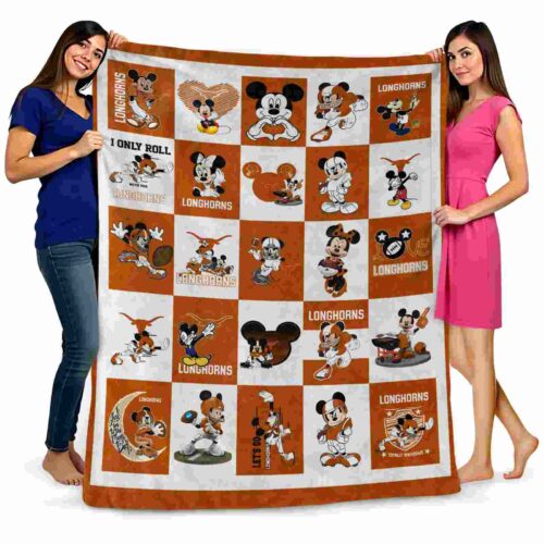 texas longhorns mickey minnie orange white blanket fashion forward