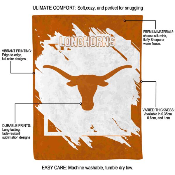 texas longhorns splatter effect orange blanket new arrival