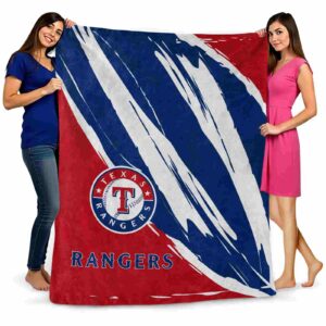 texas rangers brushstrokes blue white blanket fashion forward