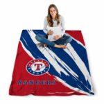 texas rangers brushstrokes blue white blanket high quality