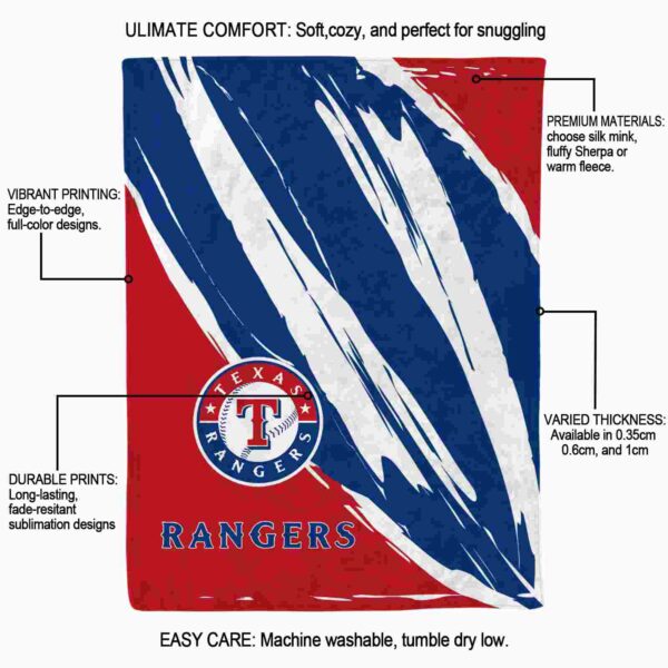 texas rangers brushstrokes blue white blanket new arrival