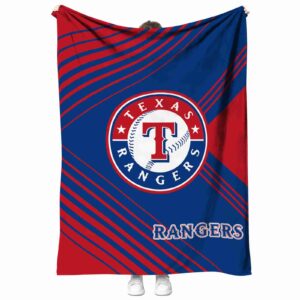 texas rangers diagonal stripes blue blanket best selling