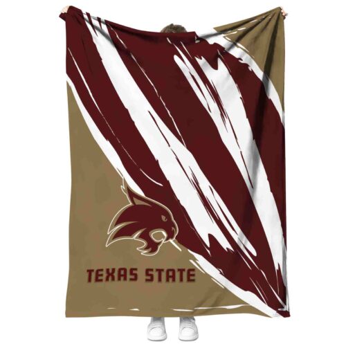 texas state bobcats brushstrokes maroon white blanket best selling