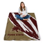 texas state bobcats brushstrokes maroon white blanket best selling