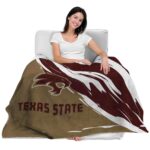 texas state bobcats brushstrokes maroon white blanket best selling