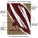 texas state bobcats brushstrokes maroon white blanket best selling