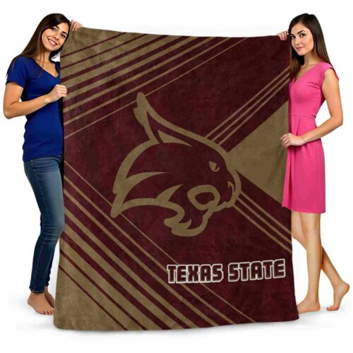texas state bobcats diagonal stripes maroon blanket fashion forward