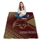 texas state bobcats diagonal stripes maroon blanket high quality