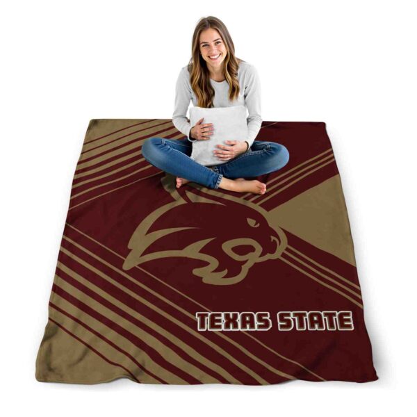 texas state bobcats diagonal stripes maroon blanket high quality