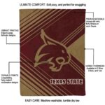 texas state bobcats diagonal stripes maroon blanket new arrival