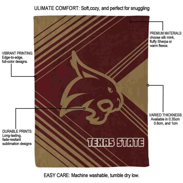 texas state bobcats diagonal stripes maroon blanket new arrival
