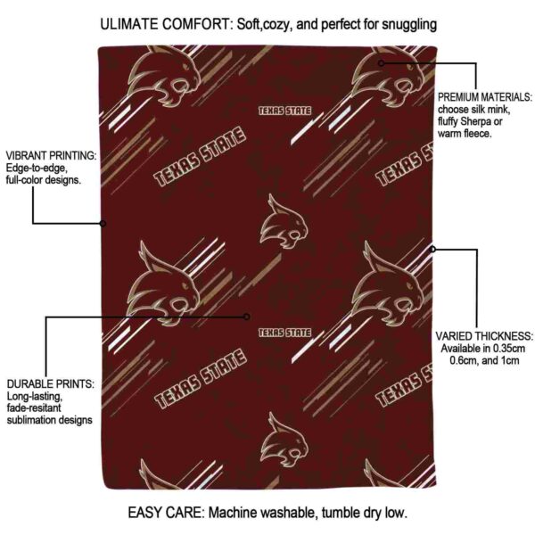 texas state bobcats fan spirit maroon blanket new arrival