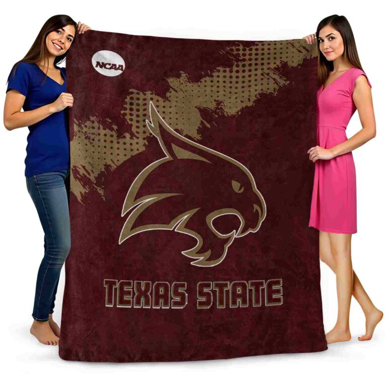 texas state bobcats grunge texture maroon blanket fashion forward