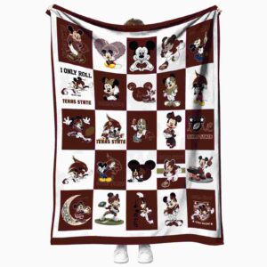texas state bobcats mickey minnie maroon white blanket best selling