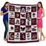 texas state bobcats mickey minnie maroon white blanket best selling