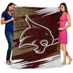 texas state bobcats paint streaks maroon white blanket fashion forward