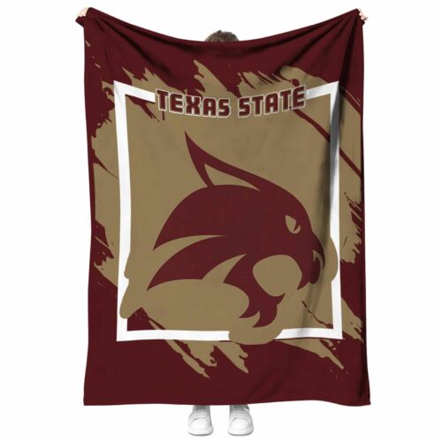 texas state bobcats splatter effect maroon blanket best selling