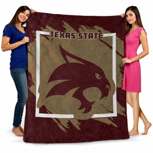 texas state bobcats splatter effect maroon blanket fashion forward