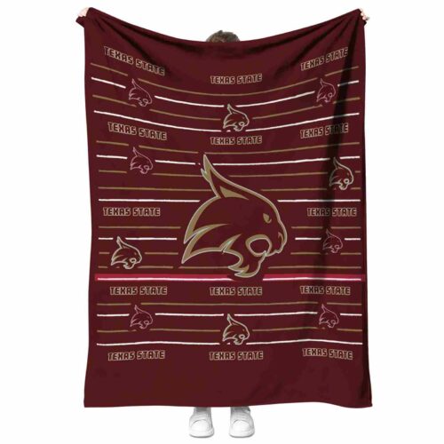 texas state bobcats striped pattern maroon blanket best selling