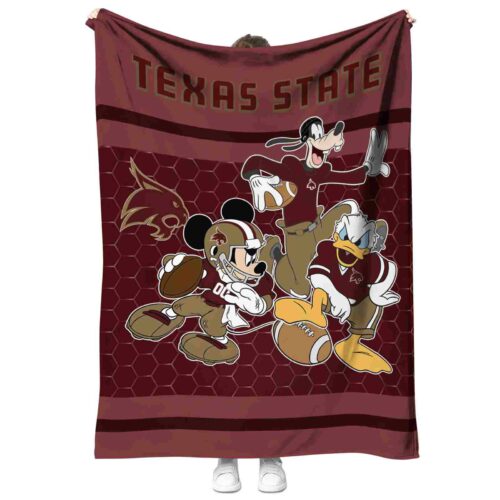 texas state bobcats three musketeers maroon blanket best selling