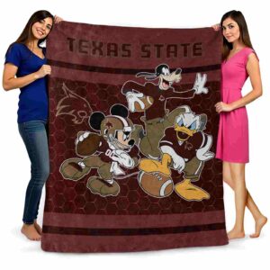 texas state bobcats three musketeers maroon blanket fashion forward