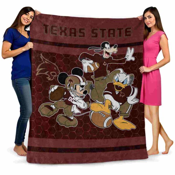 texas state bobcats three musketeers maroon blanket fashion forward