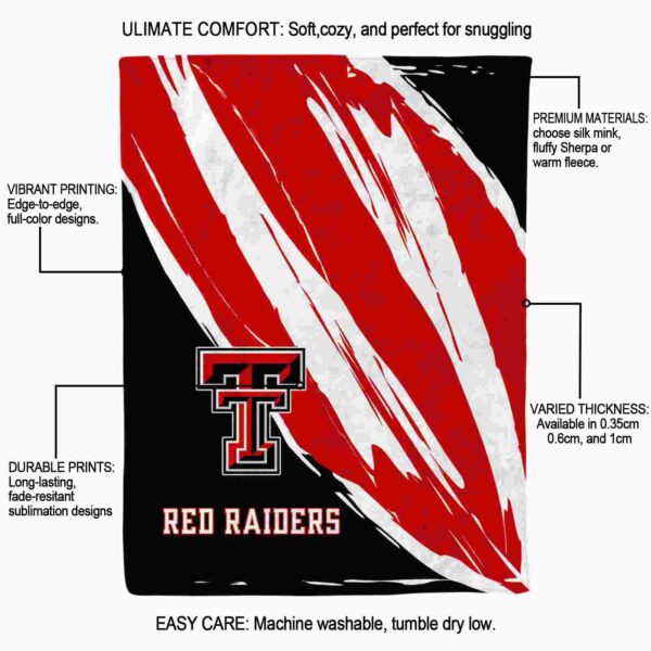 texas tech red raiders brushstrokes red white blanket new arrival