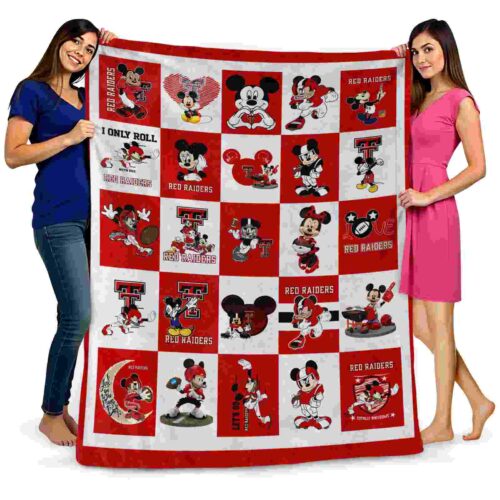 texas tech red raiders mickey minnie red white blanket fashion forward