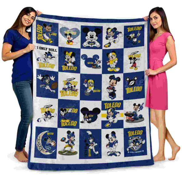toledo rockets mickey minnie blue white blanket fashion forward