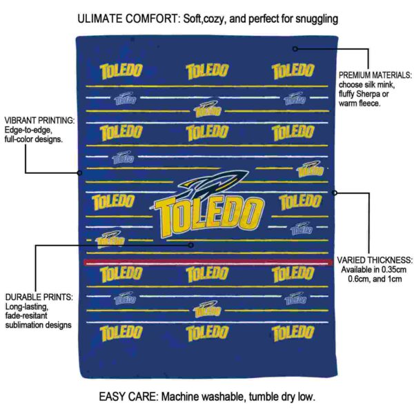 toledo rockets striped pattern blue blanket new arrival