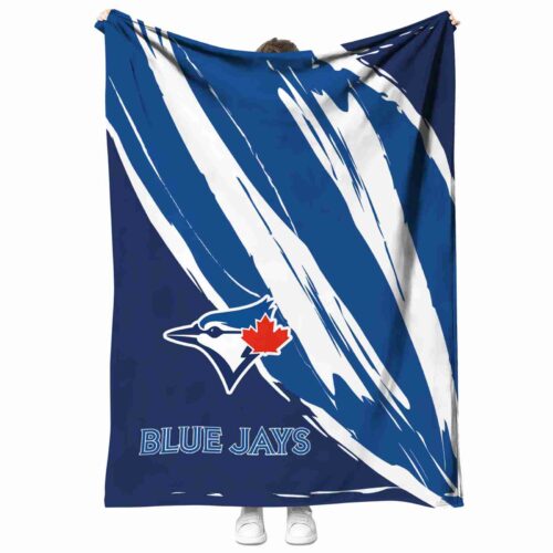 toronto blue jays brushstrokes blue white blanket best selling