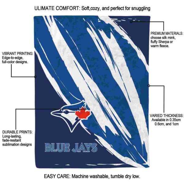 toronto blue jays brushstrokes blue white blanket new arrival
