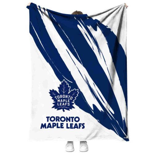 toronto maple leafs brushstrokes blue white blanket best selling