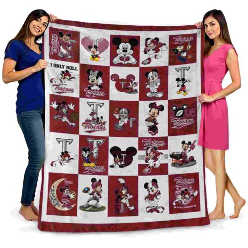 troy trojans mickey minnie red white blanket fashion forward