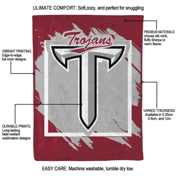 troy trojans splatter effect red blanket new arrival