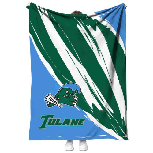 tulane green wave brushstrokes green white blanket best selling