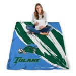 tulane green wave brushstrokes green white blanket best selling