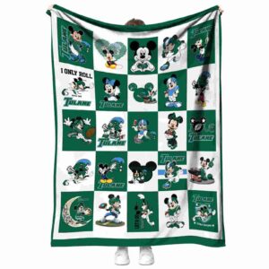 tulane green wave mickey minnie green white blanket best selling