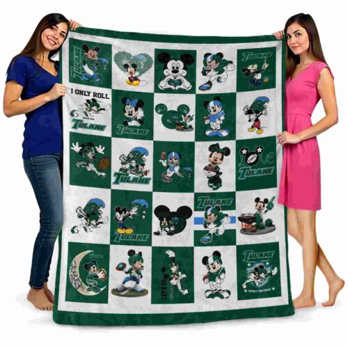 tulane green wave mickey minnie green white blanket fashion forward